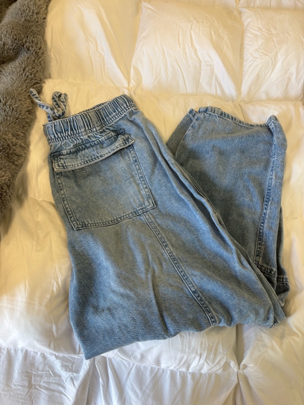 Habitual Light Blue Elastic Waist Denim Joggers - Picture 4 of 6